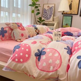 Washed Cotton Bed Sheet Quilt Cover Four-piece Set (Option: Sweetheart PIE K-Quilt Cover 200x230)